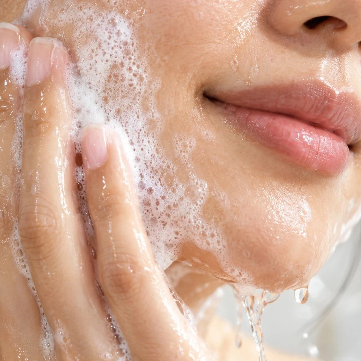 Cleansing with a soft foam