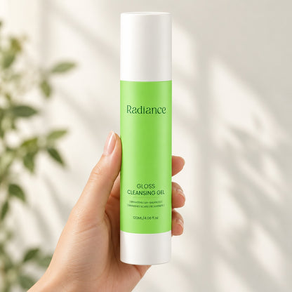 Radiance Cleanser bottle in soft studio light
