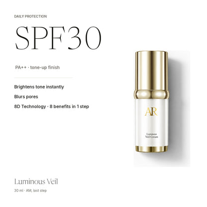 Luminous Veil at a glance: brightens tone, blurs pores, SPF30 PA++ · 30ml