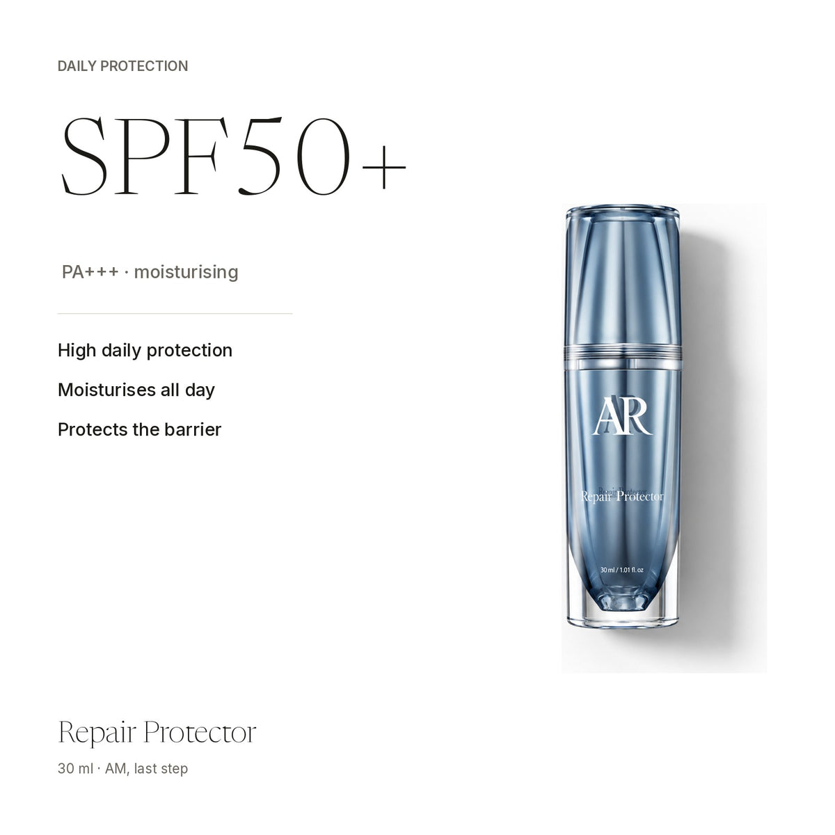 Repair Protector at a glance: SPF50+ PA+++, moisturises, protects the barrier · 30ml