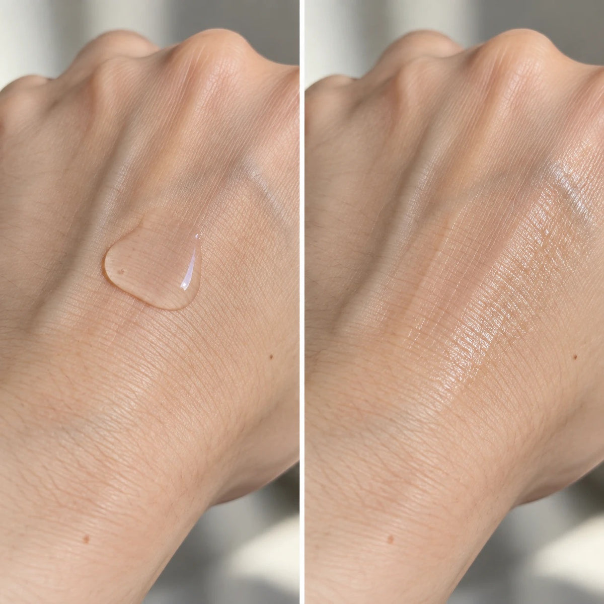 Repair Serum on the back of the hand: a drop, then fully absorbed